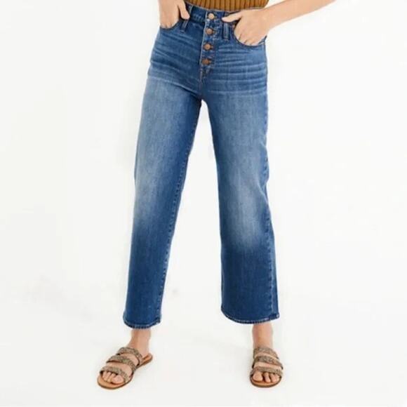 Madewell Jeans Womens 30 Slim Wide Leg Crop Button Fly Mid Wash Streetwear Denim - Picture 16 of 16